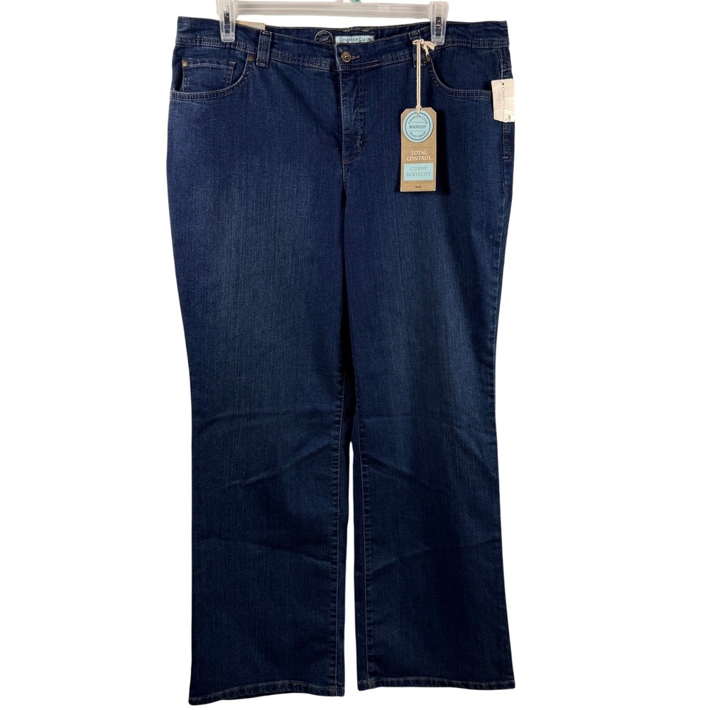 Charter Club Total Control Curvy Bootcut Jeans Womens 20W Cobalt Blue Plus Size